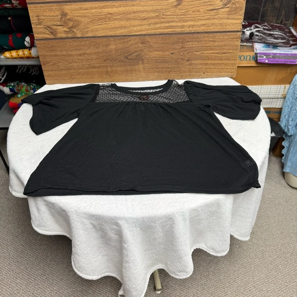 Cato size small Black Women's Top bell sleeves and baby doll style - Picture 2 of 10